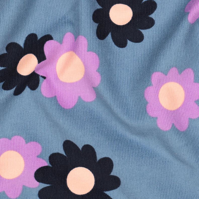 Babyrib Bloemen| Poppy Fabrics – jeansblauw/lavendel,  image number 2