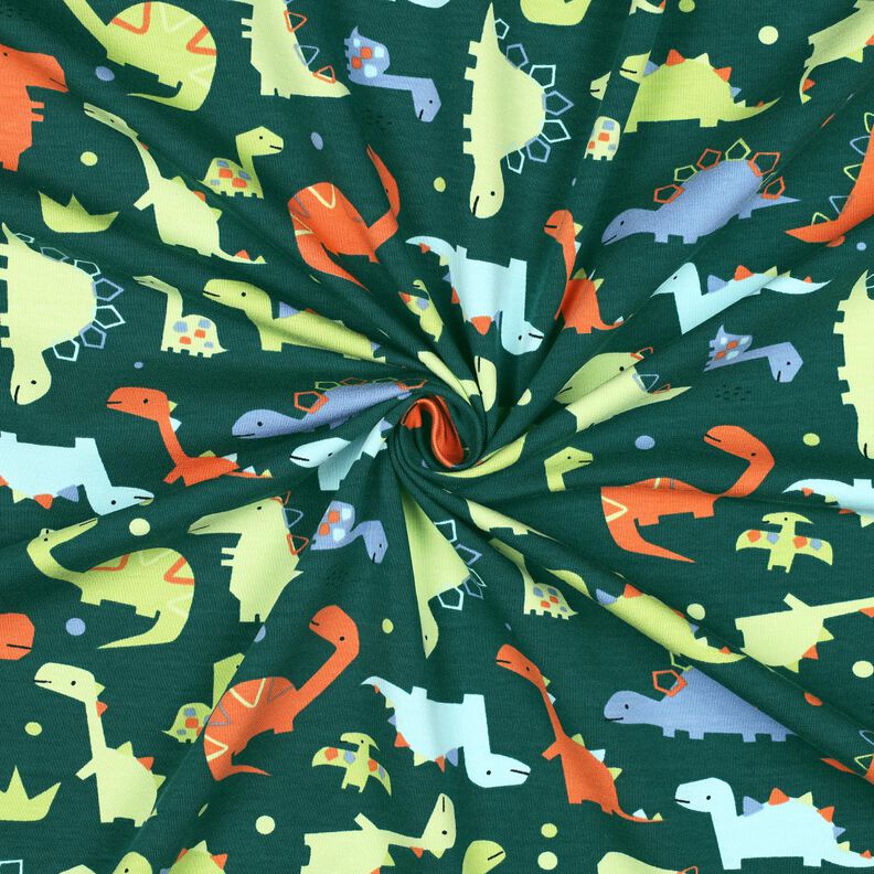 Sommersweat Dino's | Poppy Fabrics – blauwe spar/lichtgroen,  image number 3