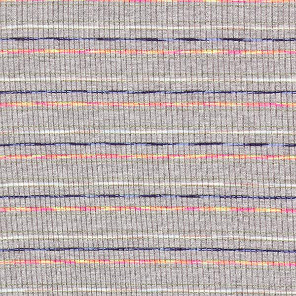 Fijne gebreide tricot neon-strepen – lichtgrijs, image number 1