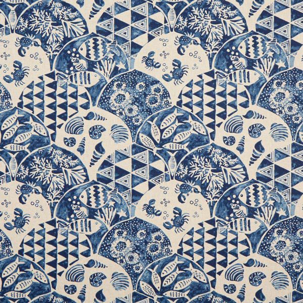 Decostof half panama Maritiem – blauw/natuur, image number 1