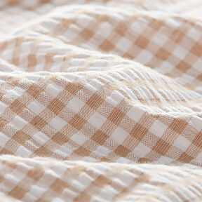 Seersucker Katoenmix Vichy-ruit – beige, 