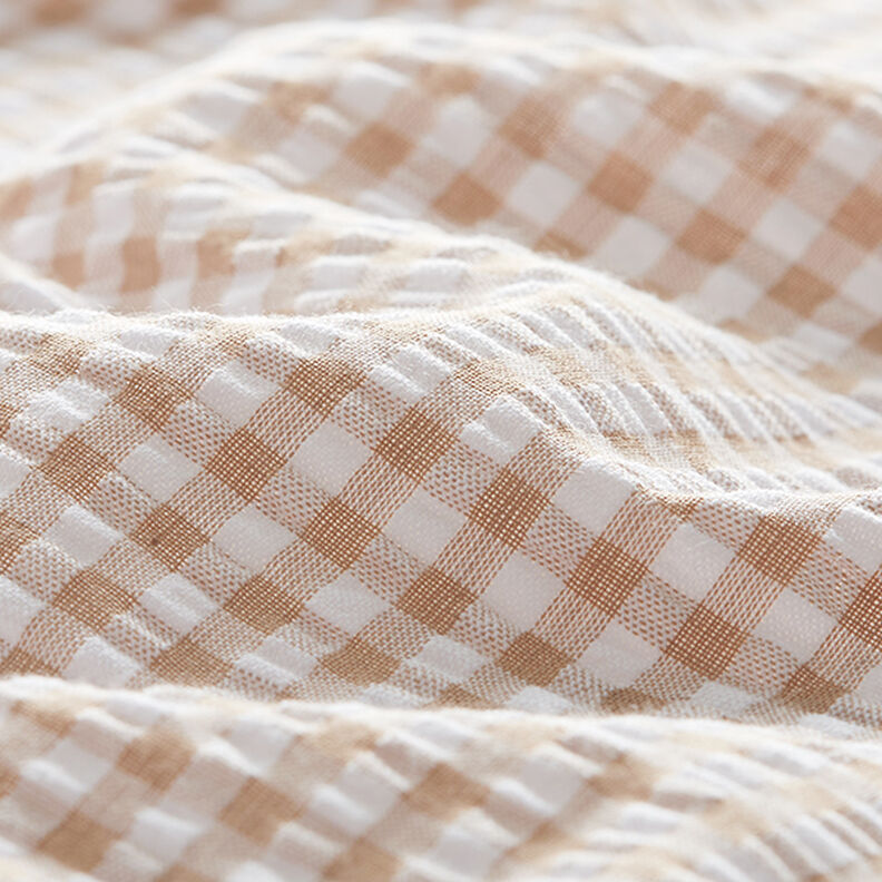 Seersucker Katoenmix Vichy-ruit – beige,  image number 2