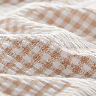 Seersucker Katoenmix Vichy-ruit – beige, 
