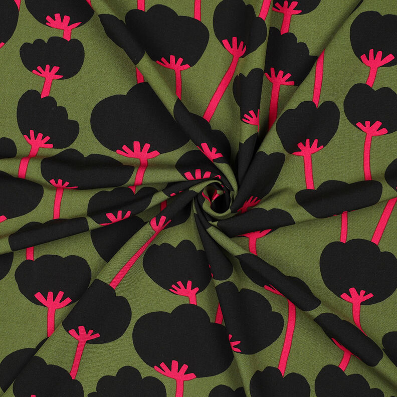LENZING™ ECOVERO™ viscosestof Poppies | Nerida Hansen – olijf/zwart,  image number 3