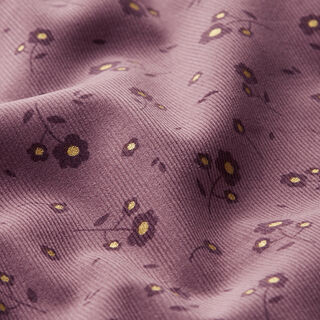 Babyrib Glitterbloempje – aubergine, 