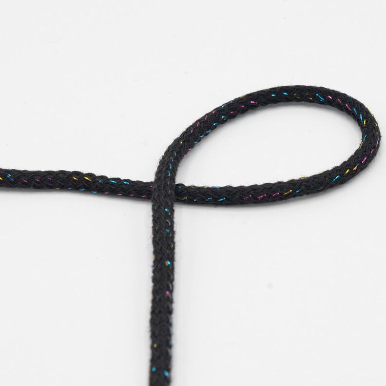 Katoenen koord Lurex [Ø 5 mm] – zwart,  image number 1