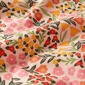 Gecoate katoen Bloemenweide – lichtbeige/pink, 