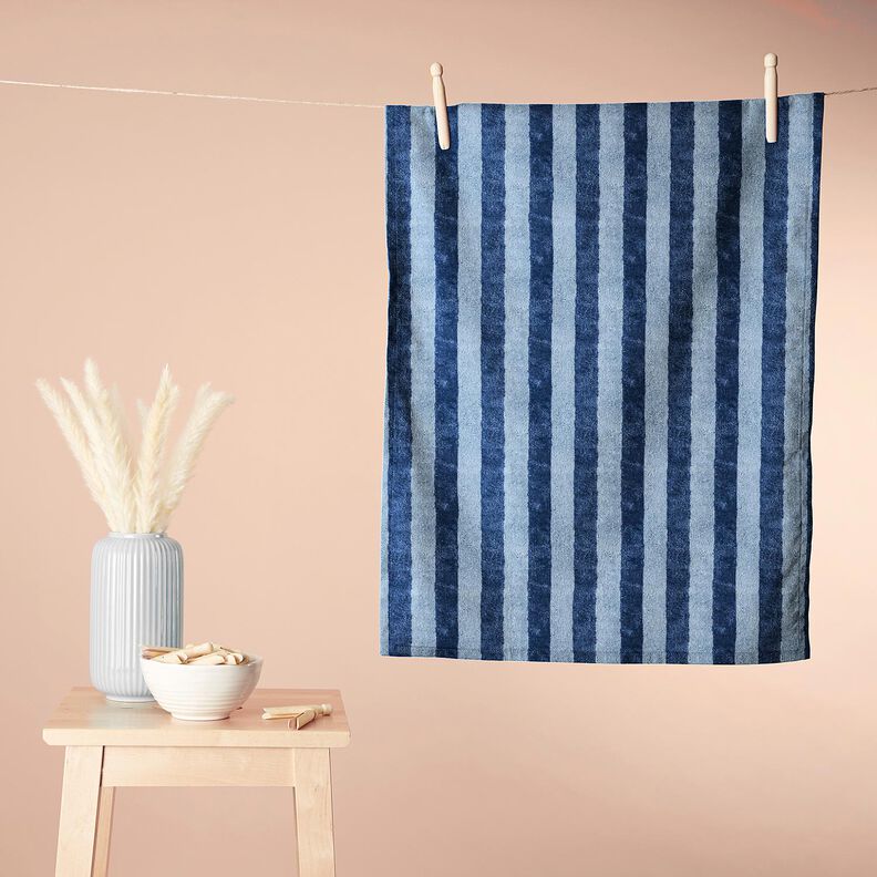 Badstof Bamboe Blokstrepen – lichtblauw/marineblauw, image number 7