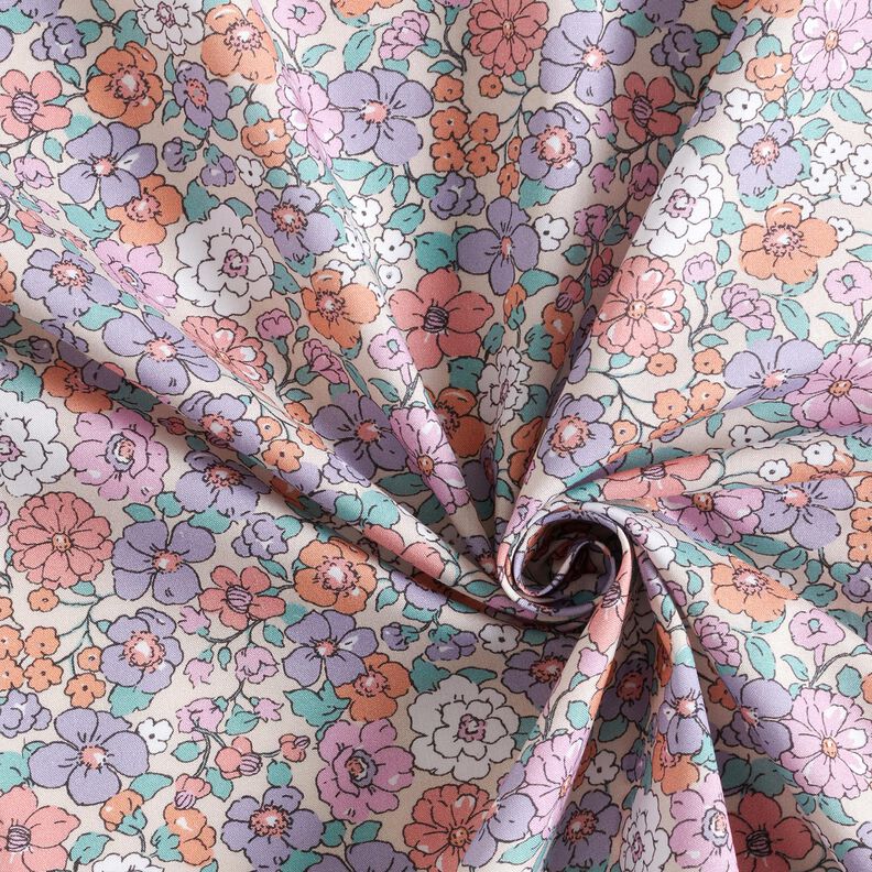 GOTS Katoenpopeline Bloemenweide | Poppy Fabrics – natuur,  image number 3