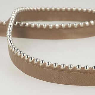 Bies met metalen kralen  [ Breedte: 13 mm ] – donkerbruin, 