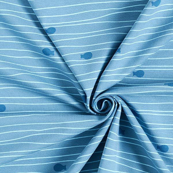 Katoenjersey Schepen op golvende lijnen – lichtblauw,  image number 3