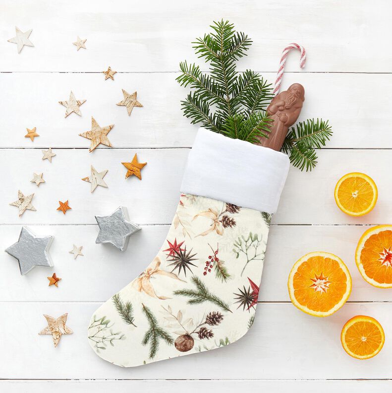 Decostof Jacquard Lurex Dennentakken – natuur/goud,  image number 6