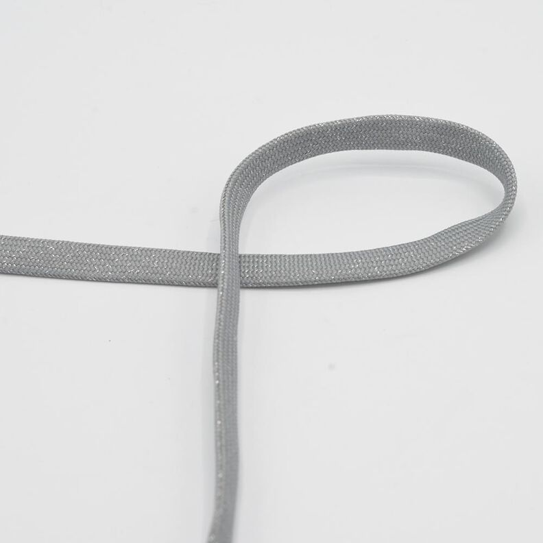 Plat snoer Capuchon Lurex [8 mm] – olifantgrijs/zilver metallic,  image number 1