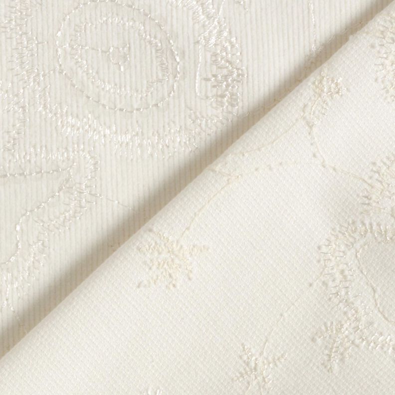 Fijne corduroy borduursels en paillettenbloemen – ecru,  image number 4
