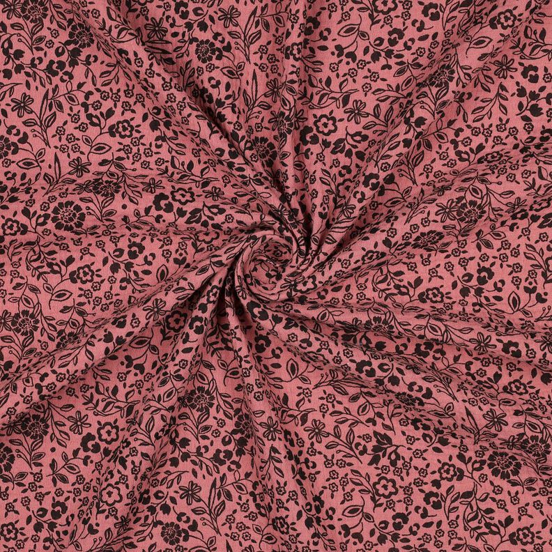 Mousseline/dubbel gehaakte stoffen tweekleurige bloemen  | Poppy Fabrics – donker oudroze/zwart,  image number 3