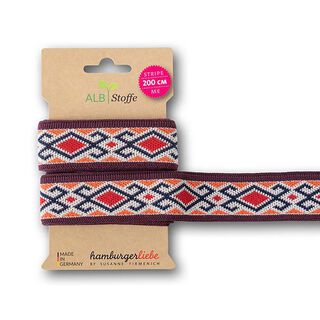 Biologische jacquardbanden Stripe Me Icon [ 200 cm | 3,5 cm ] | Albstoffe – donkerbruin/signaalrood, 