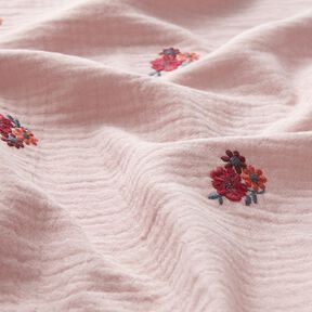 Mousseline/dubbel gehaakte stoffen opgestikte bloemen | Poppy Fabrics – licht oudroze, 