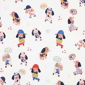 Katoenjersey skatende hond Digitaal printen | Poppy Fabrics – ivoor/roségoud, 