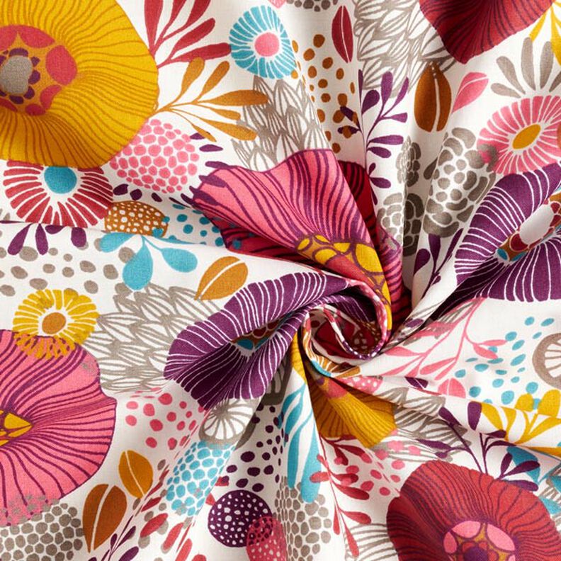 Katoenen stof cretonne Bloemen – rood, image number 3