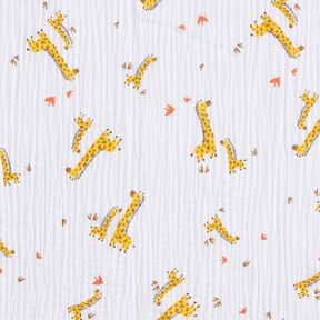 Mousseline/dubbel gehaakte stoffen Giraffen – wit/zonnegeel, 