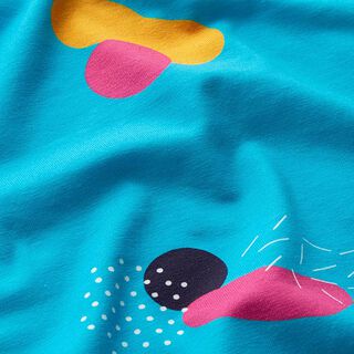 Katoenjersey abstracte pinda's | Kathastrophal – licht turkoois, 