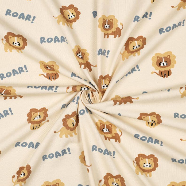 Katoenjersey Leeuw | Poppy Fabrics – lichtbeige/reekalf, image number 3