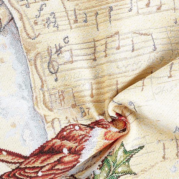 Decoratief stuk Gobelin Roodborstje met bladmuziek – wit,  image number 3