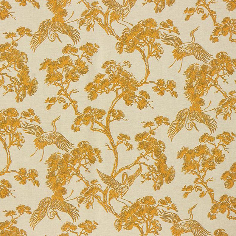 Decostof Canvas Chinese kraanvogel – beige/currygeel,  image number 1