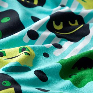 Sweatshirt geruwd Smiley-monster | PETIT CITRON – licht turkoois, 