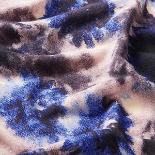 Polyesterjersey batik bloemen – koningsblauw, 