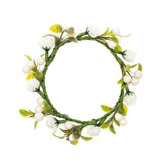 Deco bloemenkrans met bessen [Ø 9 cm/ 14 cm] – wit/groen, 