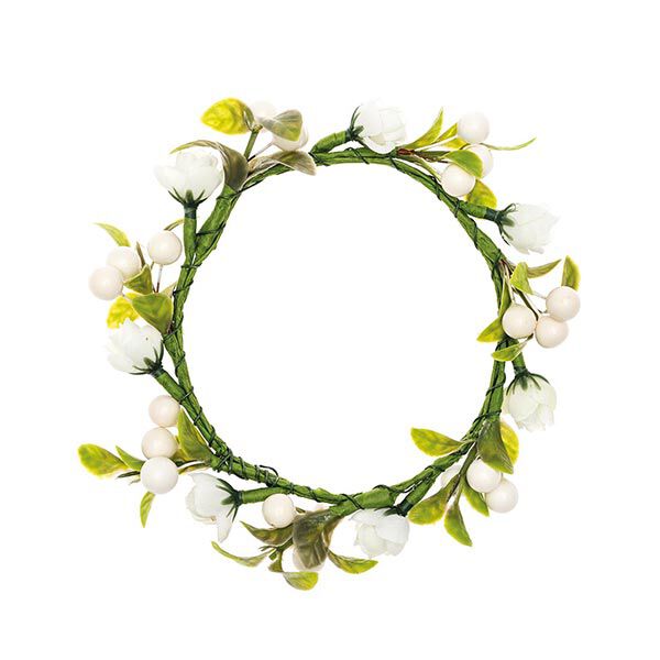 Deco bloemenkrans met bessen [Ø 9 cm/ 14 cm] – wit/groen,  image number 1