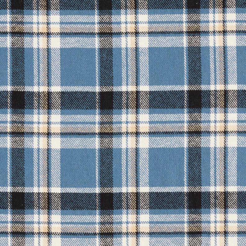 Katoenflanel Ruit – jeansblauw/zwart, image number 1