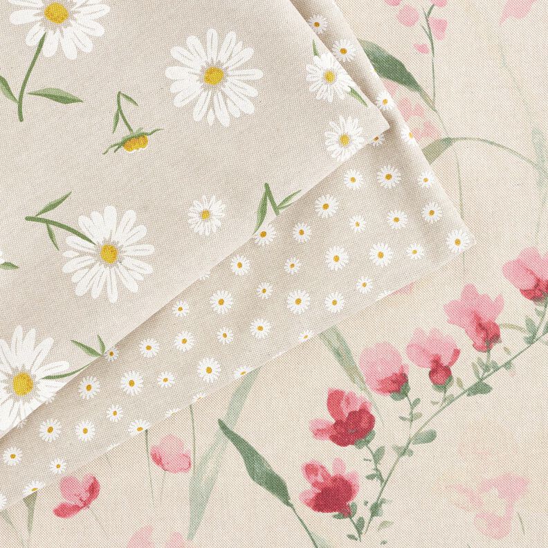 Decostof Half panama kleine bloesems – natuur/wit,  image number 5