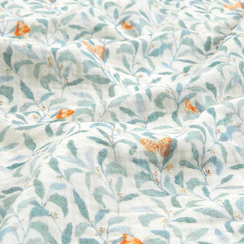 Mousseline/dubbel gehaakte stoffen Weide met vlinders Digitaal printen | Poppy Fabrics – ivoor,  image number 2
