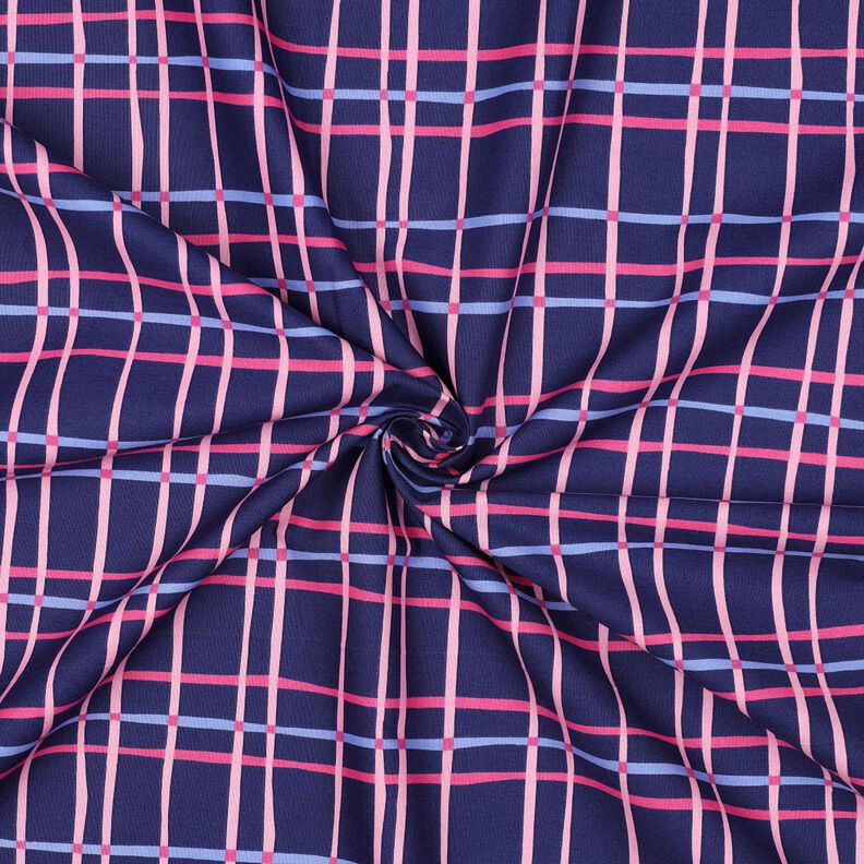 Katoenpopeline golvende ruit| Poppy Fabrics – indigo/roze,  image number 3
