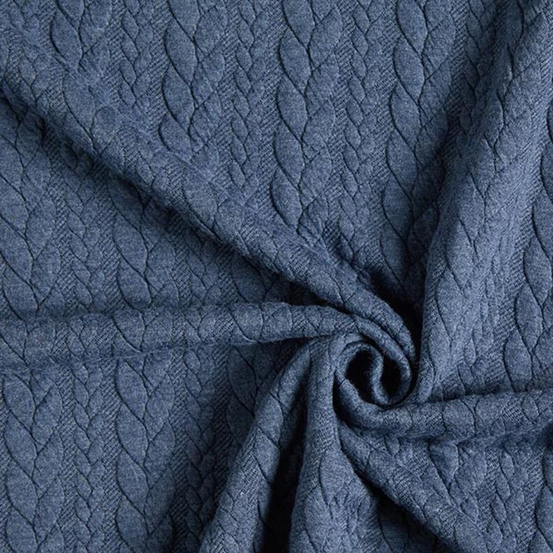 Jerseyjacquard cloqué kabelsteekpatroon – jeansblauw,  image number 3