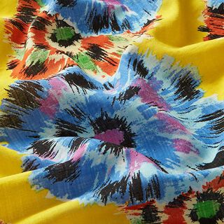 Katoen-viscosemix, bloemen wasverflook – zonnegeel, 
