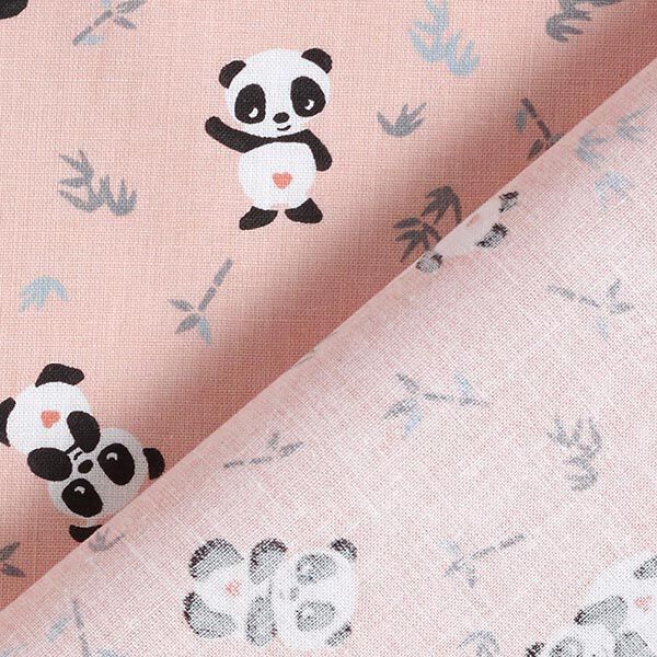 Katoenen stof Cretonne knuffelige panda – roze,  image number 4
