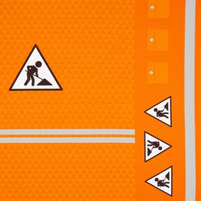 French Terry Panel Bouwvakker zijn | Stoff&Liebe – lichtoranje/zilvergrijs, 