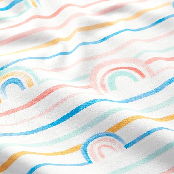 GOTS Stoffenpakket jersey Aquarel regenboog | Tula – wit, image number 5