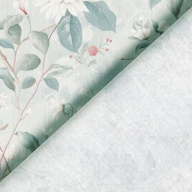 Katoenen stof Popeline Fijne bloesemtwijgjes – zilverblauw,  image number 4