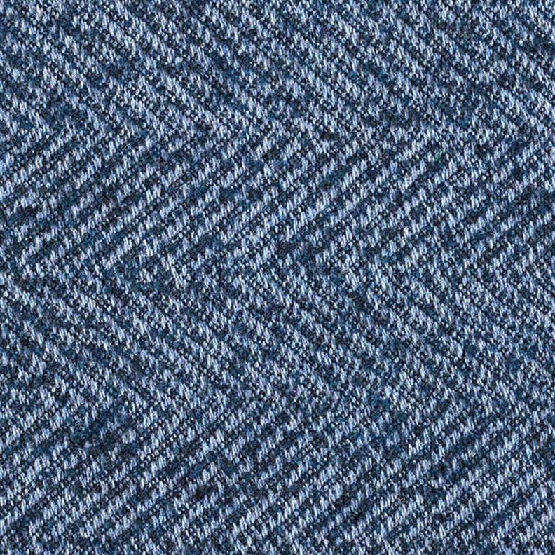 Mantelstof wolmix zigzag – marineblauw,  image number 1