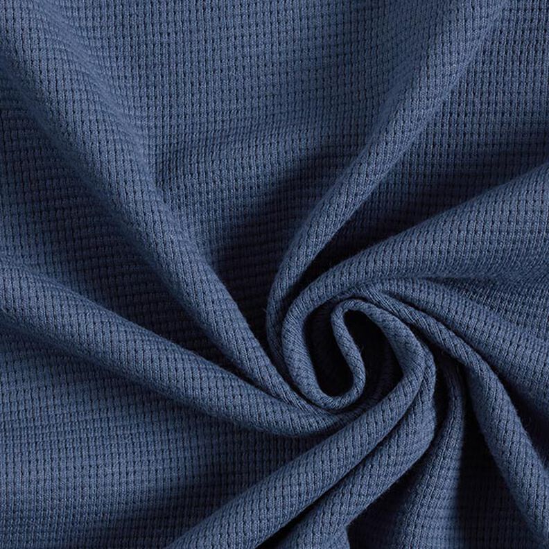 Mini Katoenen wafel jersey effen – jeansblauw,  image number 1