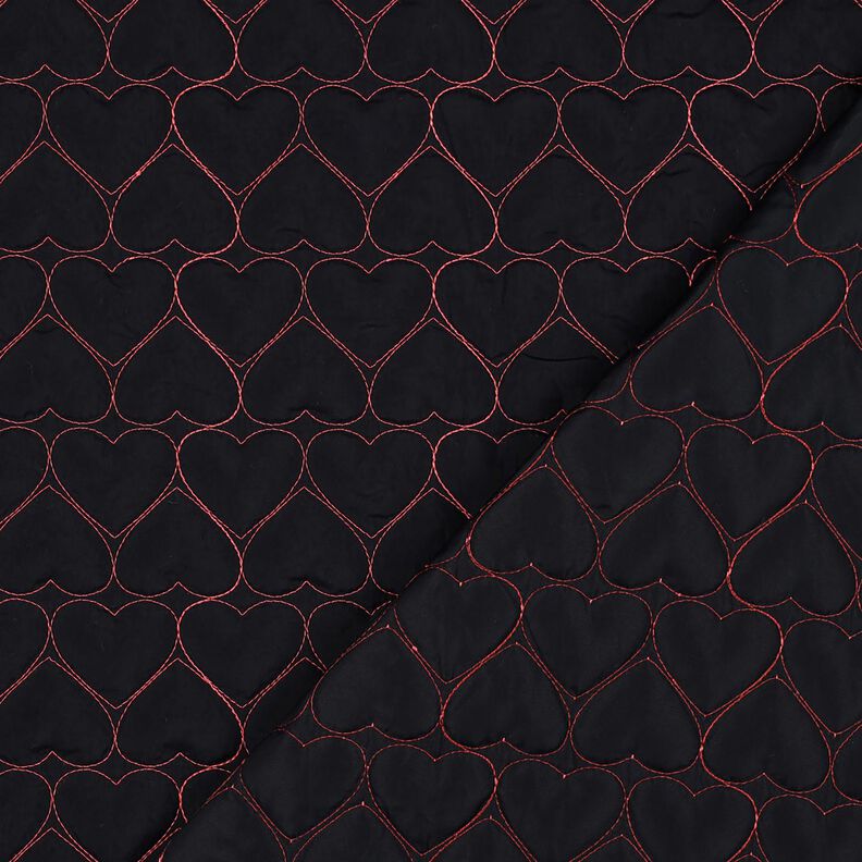 Doorgestikte stof Neonharten | Poppy Fabrics – zwart/neon pink, image number 4