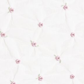 Softmesh opgestikte bloemen – wit/roos, 