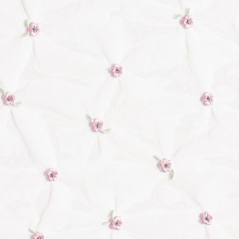 Softmesh opgestikte bloemen – wit/roos, image number 1