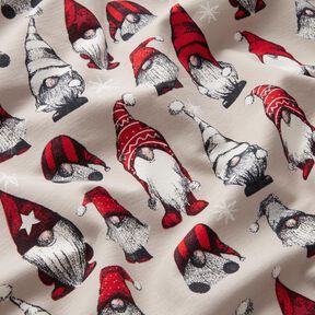 French Terry sommersweat Kerstwichtelmannetje – licht taupe, 