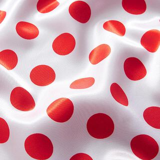 Polyestersatijn grote stippen – wit/rood, 