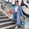 Mantelstof gerecycled polyester – jeansblauw,  thumbnail number 4
